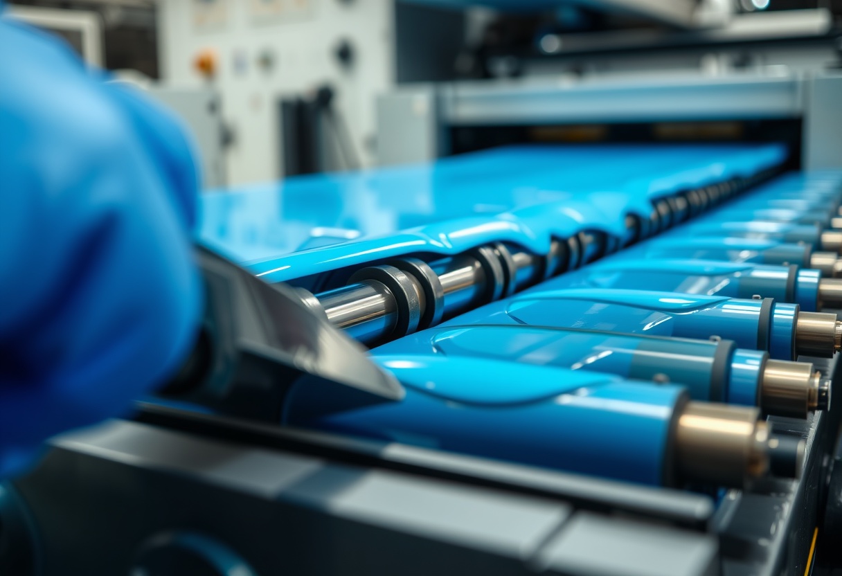 Uniforce-250 UV offset ink printing a four-colour sheet on a sheetfed press